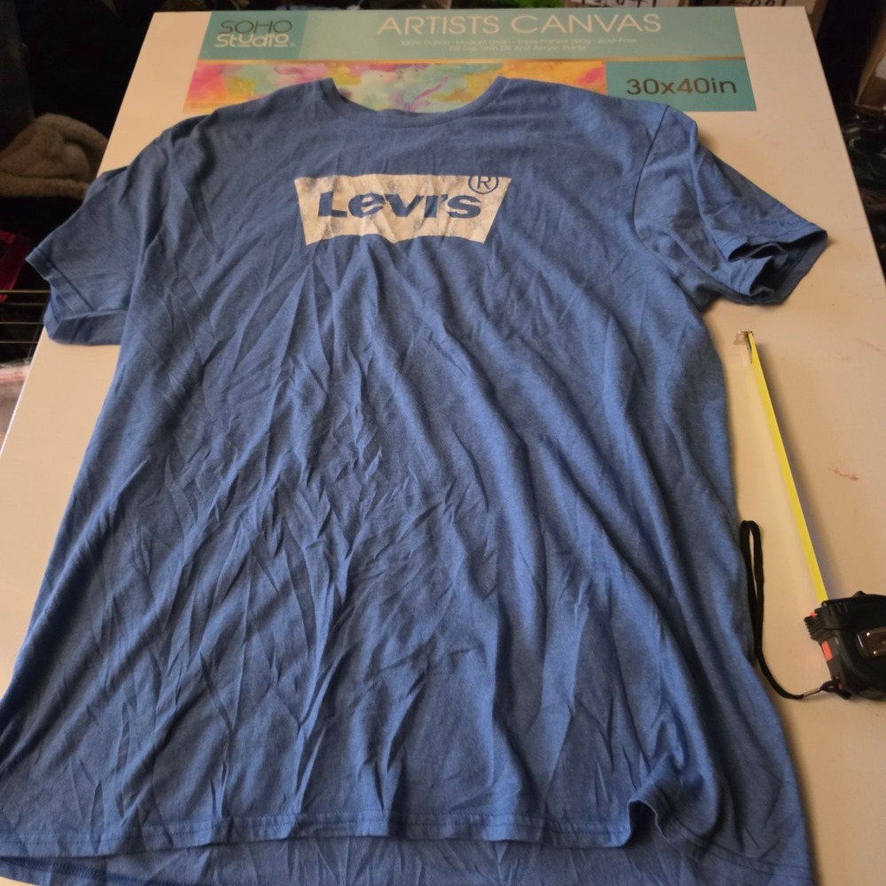 Levis Mens Batwing Logo Graphic T-Shirt Blue Heather Short Sleeve XL 14060